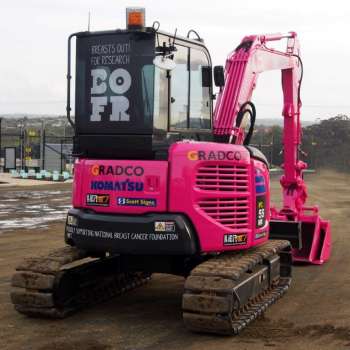 Gradco digger goes pink to support Breast Cancer Awareness during October